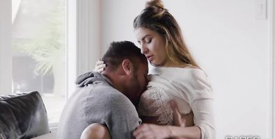 Tempting blonde girlfriend Nina North is sucking fuckmate's fuck stick and enjoying it a lot