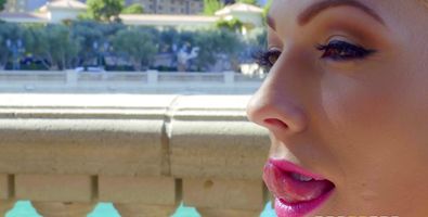 Swingeing blonde Harlow Harrison with big tits came home from work and the first thing she did was to suck man's stick