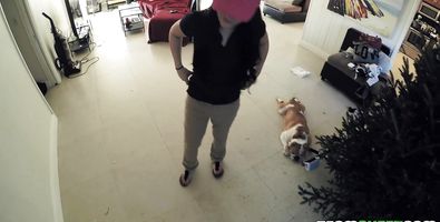 Naked darling Kimber Woods found the perfect dangler and has to ride it