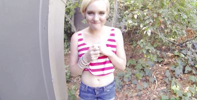 Appealing teen blonde Miley May wants to be a pornstar as soon as possible