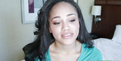 Classy ebony girlfriend Julie Kay shows her jugs and blows a dinky